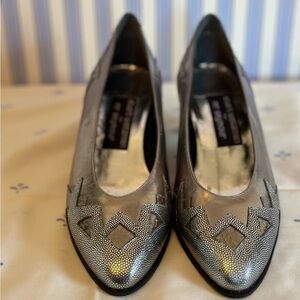 Stuart Weitzman Silver Heels with Cutout Design